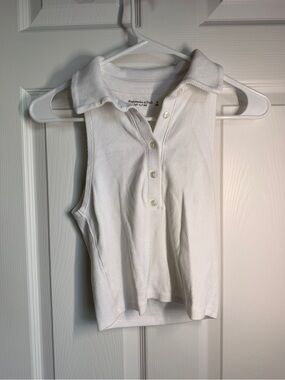 Abercrombie & Fitch Soft A&F White Sleeveless Polo Tank